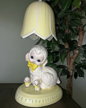 Vintage Nursery Table Lamp Yellow Ceramic Bedroom Light Mary&#39;s Little Lamb - £47.96 GBP