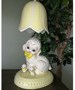 Vintage Nursery Table Lamp Yellow Ceramic Bedroom Light Mary's Little Lamb - $60.00