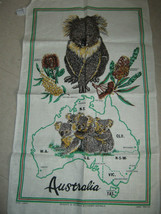 Pure Linen Handprinted Tea Towel Australia By Souvenirs Australia - £8.65 GBP