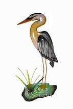 Hand Carved Metal Blue Heron Wall Art Hanging Tropical Nautical Decor CL... - £31.60 GBP