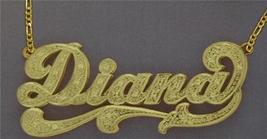 Personalized Gold Overlay Double 3d Name Plate Necklace Free Chain /b31 - £31.44 GBP