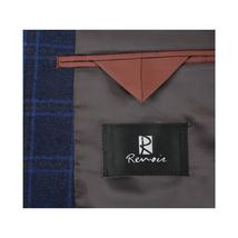 Men's Soft Wool Cashmere Sport Coat English Plaid Window Pane 556-11 Navy Renoir image 6