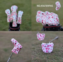 Golf Driver Fairway Wood Hybrid Iron Putter Head Cover Cherry Blossom Pi... - $23.90+
