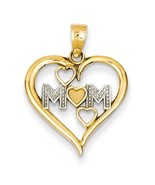 14K Two Tone Gold Mom Triple Heart Pendant - $287.32 CAD