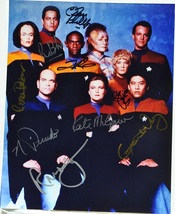 Star Trek Voyager Cast Signed Photo X9 - Kate Mulgrew, Robert Beltran, Tim Russ - $689.00