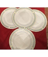 Royal Norfolk Dinner Plates (4) 10-3/8&quot; Green Blue Rims - $39.00