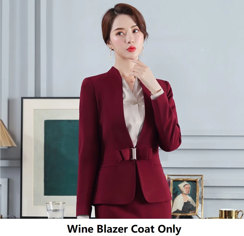  Wine Uniform Styles Women Business Suits Professional Pantsuits With Jackets an - £144.41 GBP
