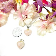 Heart Rose Quartz Pendant 925 Sterling Silver Handmade Jewelry Gift For Her - £14.66 GBP