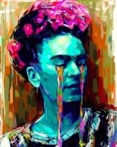 Frida Kahlo Tears Offset Lithograph Mexican woman famous - £46.72 GBP