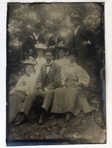 Antique Victorian Era Tintype Photo of Men and Lovely Ladies Outdoors Outside - £15.98 GBP