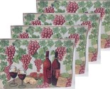 Set of 4 Tapestry Placemats,13&quot;x19&quot;,LOTS OF GRAPES,2 WINE BOTTLES &amp; 2 GL... - $21.77