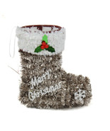 5&quot; Tinsel Christmas Holiday Stocking Hangable Ornament Decoration Merry ... - $5.89