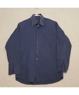 Hugo Boss Men&#39;s Dress Shirt Size 16 32-33 Blue Striped Long Sleeve Butto... - £20.32 GBP