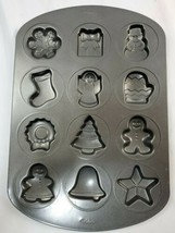 Wilton Cookie Pan Mold Christmas 12 Cavity 12 Designs Holiday Baking  - £11.35 GBP