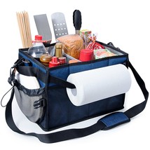 Large Grill And Picnic Caddy With Paper Towel Holder, Bbq Organizer For Utensil, - £46.32 GBP