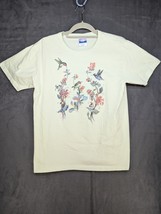 Hanes Her Way Women’s Medium Green Flower Hummingbird T-Shirt VTG - £7.54 GBP