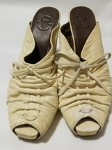 Frye Wedge Bootie Womens Wedge Sandals Peep Toe Gwen Mule W/Tie Size 8.5 Euc  - £34.26 GBP