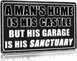 Vintage Wall Decor Tin Sign a Man&#39;S Home Is His Castle Sign for Home Man Cave Ga - £16.68 GBP
