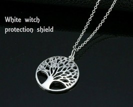 White Protection Shield Tree Of Life Pendant Spell Bless Soul Wealth Family - £39.61 GBP