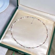 Embracing the Ocean Pearl and Garnet Necklace H20225621 - £83.93 GBP