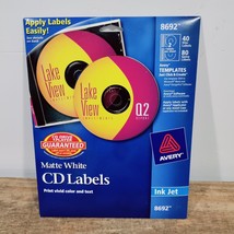NEW Avery Matte White CD/DVD Labels 8692 40 dics label 80 Spine Labels - £15.73 GBP