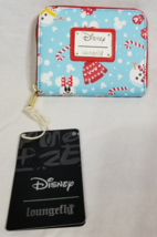 New Loungefly Disney AOP Mickey and Minnie Mouse Snowman Zip Around Wallet - $26.45