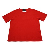 Sag Harbor Shirt Womens L Red Plain Round Neck Short Sleeve Casual Knitted Tee - £17.88 GBP