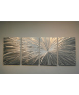 Abstract Metal Wall Art- Contemporary Modern Decor - Vortex Silver - £118.55 GBP