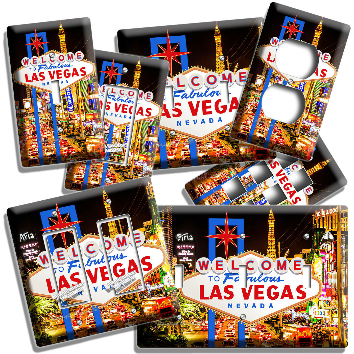 LAS VEGAS STRIP AT NIGHT GAME CAPITAL LIGHT SWITCH OUTLET WALL PLATES ROOM DECOR