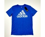 Adidas Boys T-shirt Size Medium Blue Poly Cotton TG29 - £13.32 GBP