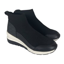 Michael Kors Womens Stretch Knit Sock Sneaker Size 9 Black Wedge Bootie - $44.99