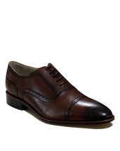 Handmade Chocolate Brown Men&#39;s Balmoral Leather Uniqe Shoes With Cap Toe Style - £99.88 GBP