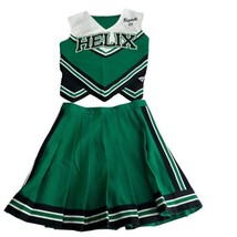 high school cheerleading uniform green white helix high school California - $44.54