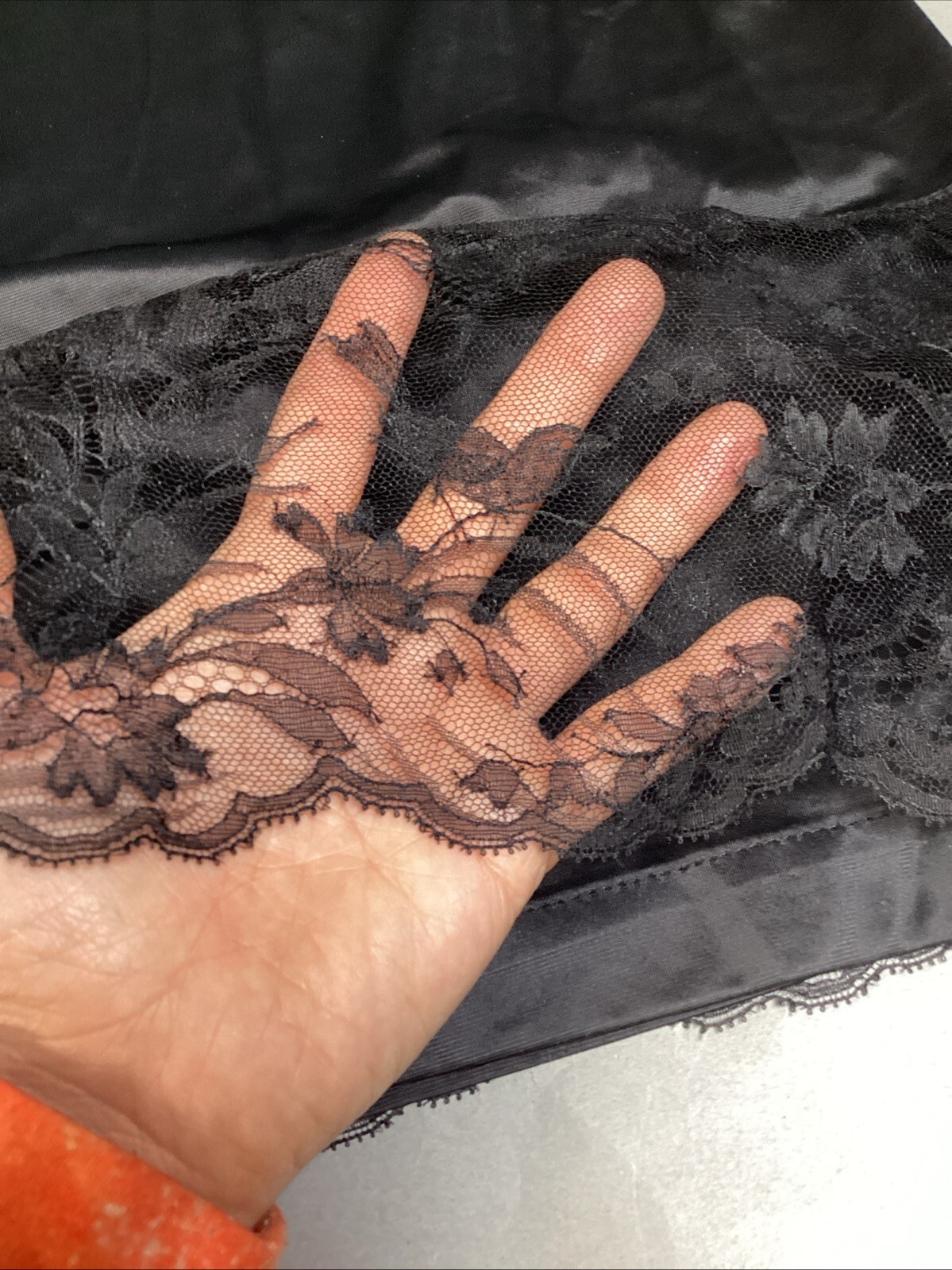 Vintage Black Half Slip With Floral Lace - Medium Item image 4