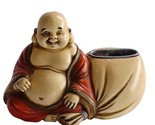 Vintage Hotei God Laughing Buddha Resin &amp; Enamel Incense Burner - $40.95