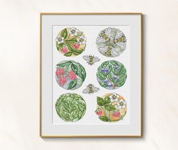 Berries cross stitch plants pattern pdf - Strawberry cross stitch botanical - $31.99