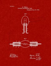 Electric Incandescent Lamp Patent Print - Burgundy Red - £6.35 GBP+