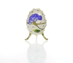 purple flower Egg Trinket Box &amp; music Handmade by Keren Kopal Austrian  Crystals - £92.16 GBP