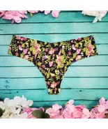 VICTORIA&#39;S SECRET No Show Panties Large L Black Floral Undies Panty  - $11.97