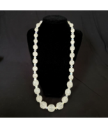 Vintage Anne Klein White Frosted Lucite Beaded Necklace Statement Jewelry - £23.59 GBP