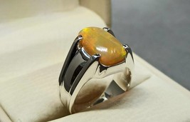 925 Sterling Silver Natural 5Ct Ethiopian Fire Opal Gemstone Solitaire Mens Ring - £212.10 GBP