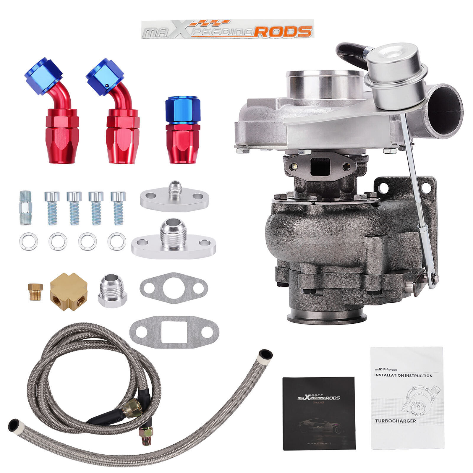 T3 TO4E V-band Billet Turbo 0.63 AR Oil Drain Return Feed hose Line Kit