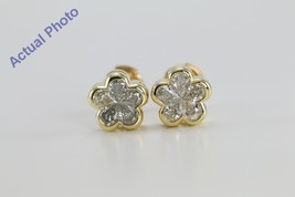 18k Yellow Gold Pear Diamond Flower Earrings (0.73 Ct,M-N Color,VS Clarity) - $1,294.90