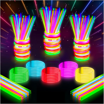8" Glow Stick Bracelets (Pack of 100 Assorted) Glow in the Dark Sticks, ... - $12.91