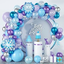 Snowflake Balloon Garland Arch Kit 94Pcs Frozen Birthday Party Decorations Metal - £20.77 GBP