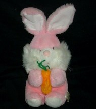 11&quot; Vintage 1985 Animal Toys Plus Bunny Rabbit Baby Pink Stuffed Plush Toy Carot - £18.68 GBP