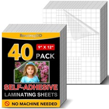 40 Pcs Self-Adhesive Laminating Sheets, 9 X 12 Inches Clear Laminating Sheets No - £14.09 GBP