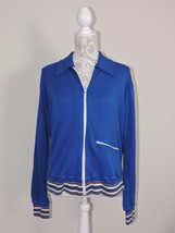 Vintage Speedo Jacket Warm Up Blue Full Zipper Track Retro Japan Mens 44&quot; Chest - £27.88 GBP