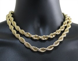 2pc Choker Chain Set Thick 10mm Ropes 14k Gold Plated  16&quot; 18&quot; Necklaces Hip Hop - £14.93 GBP