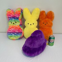 Peep Bunny chick Plush Stuffed Easter Toy Fluffy Furry LOT Purple Tie Dye Orange - £34.88 GBP